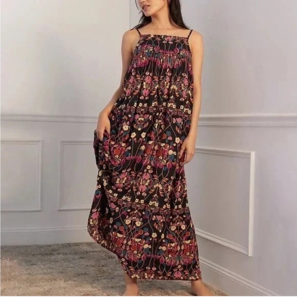 Anthropologie Quilted Floral Maxi Dress